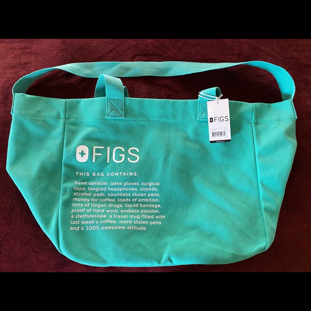 Limited edition surgical green FIGS canvas tote NWT